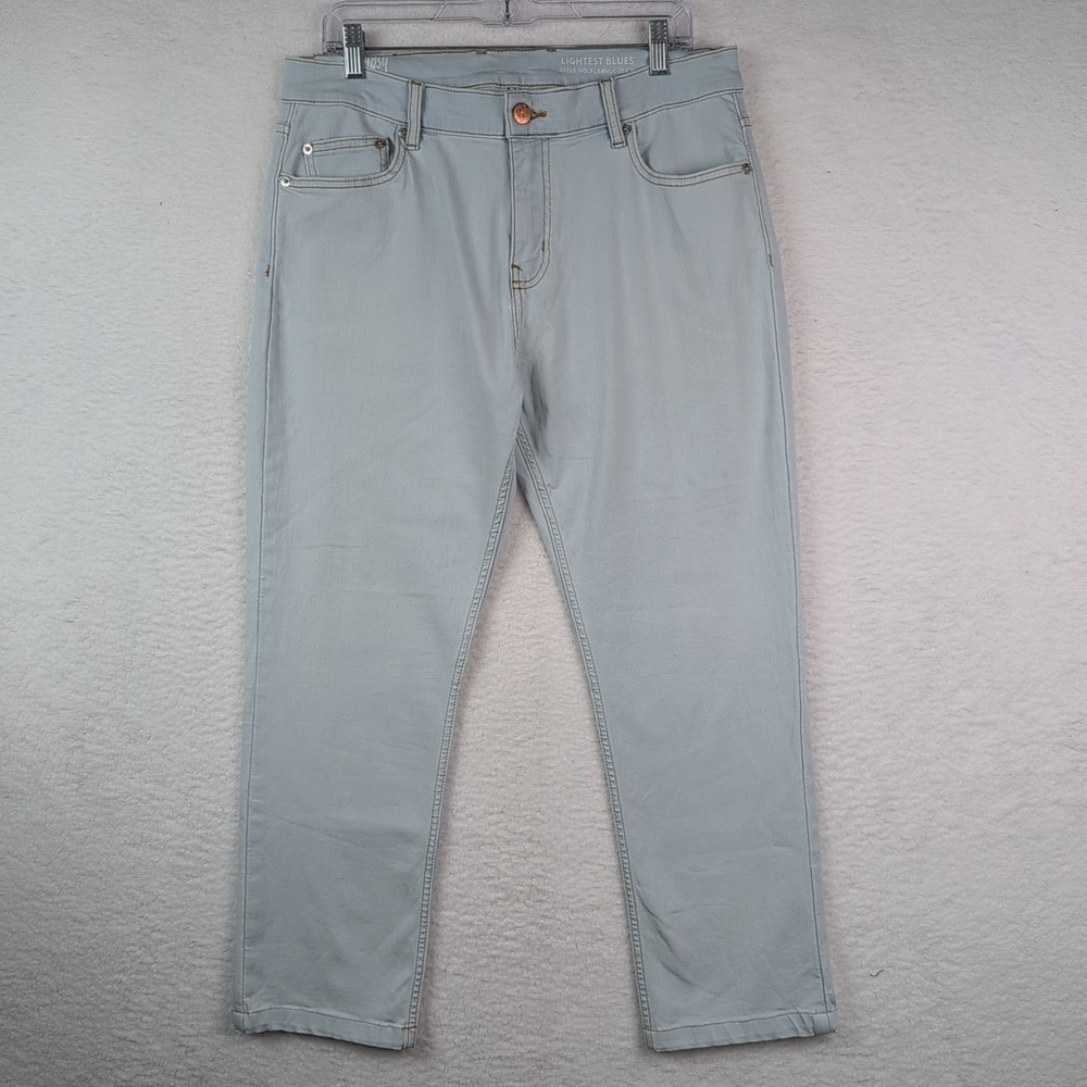 Mugsy Jeans Men's 35x26.5 Lightest Blues Straight‎ Leg Stretch Light Wash